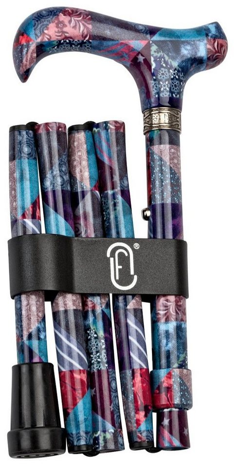 Stockshop Gehstock Gehstock Faltstock WOODSTOCK, bequemer Derbygriff aus stabilem Gießhar von Stockshop