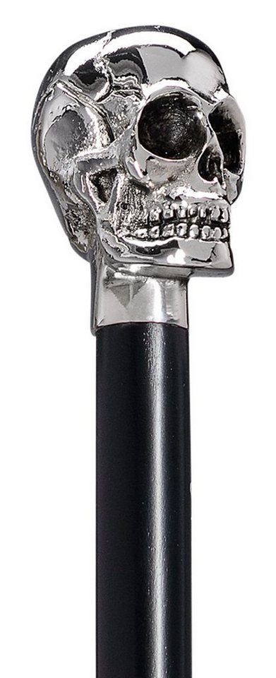 Stockshop Gehstock Gehstock GOTHIC TOTENKOPF Knaufstock Frackstock,verchromt,Buche schwar von Stockshop
