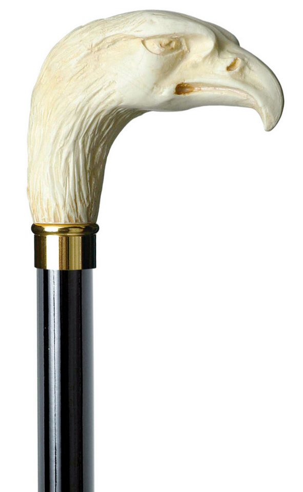 Stockshop Gehstock Gehstock Knaufstock EAGLE, Adlerkopf elfenbeinfarben, Schmuckring aus von Stockshop
