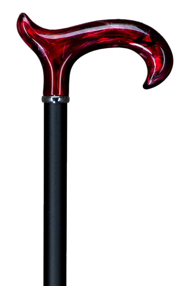 Stockshop Gehstock Gehstock LAVA, Perlmutt- Derbygriff rot / schwarz, Stock Leichtmetall von Stockshop