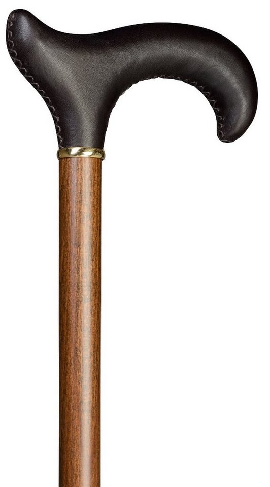 Stockshop Gehstock Gehstock Leder Derby EXCLUSIV,Derbygriff mit mocca-braunem Rindsleder von Stockshop