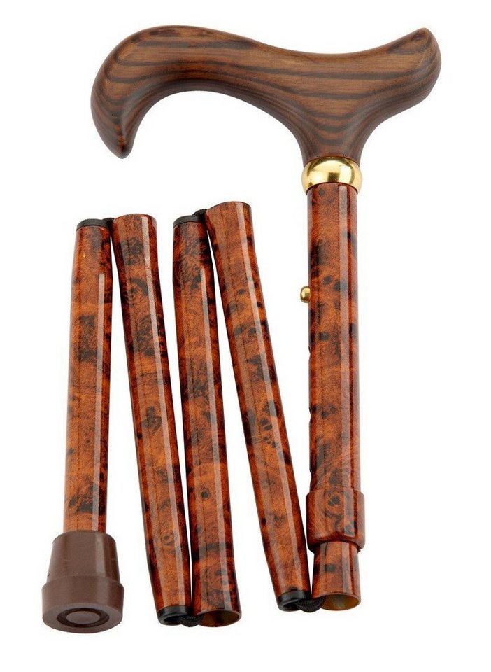 Stockshop Gehstock Gehstock Mini Faltstock BIRDEYE, eleganter Derbygriff aus fein gemaser von Stockshop