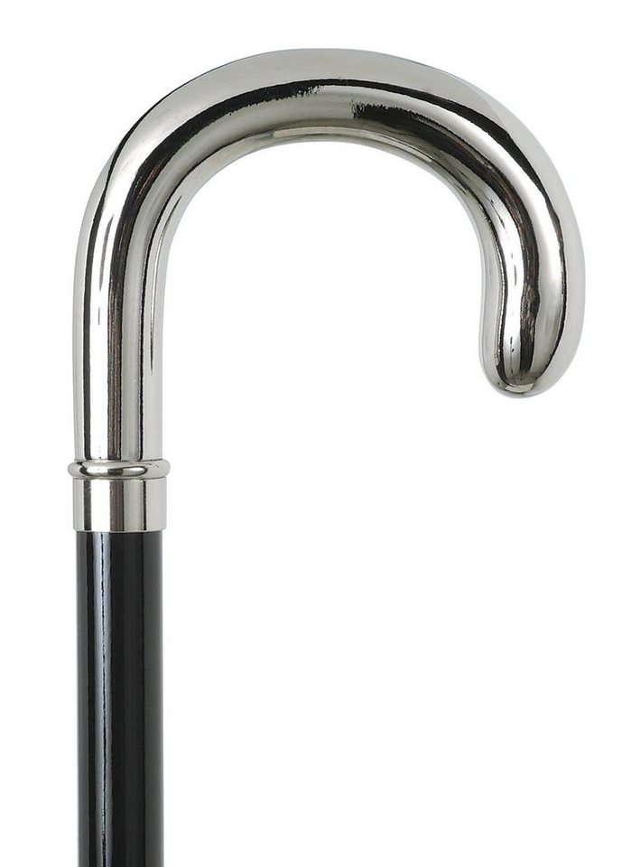 Stockshop Gehstock Gehstock NAPOLEON,Rundhakengriff Kunststoff verchromt,Stock Buche schw von Stockshop