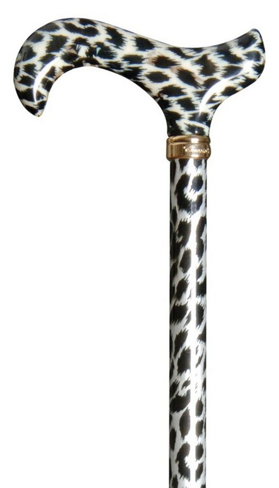 Stockshop Gehstock Gehstock SCHNEELEOPARD,Derbygriff Acryl,Stock Leichtmetall,höhenverst. von Stockshop