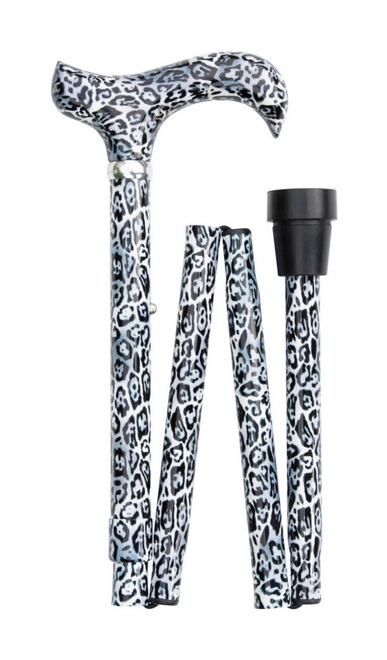 Stockshop Gehstock Gehstock SCHNEELEOPARD,Derbygriff Acryl,Stock Leichtmetall,höhenverst. von Stockshop