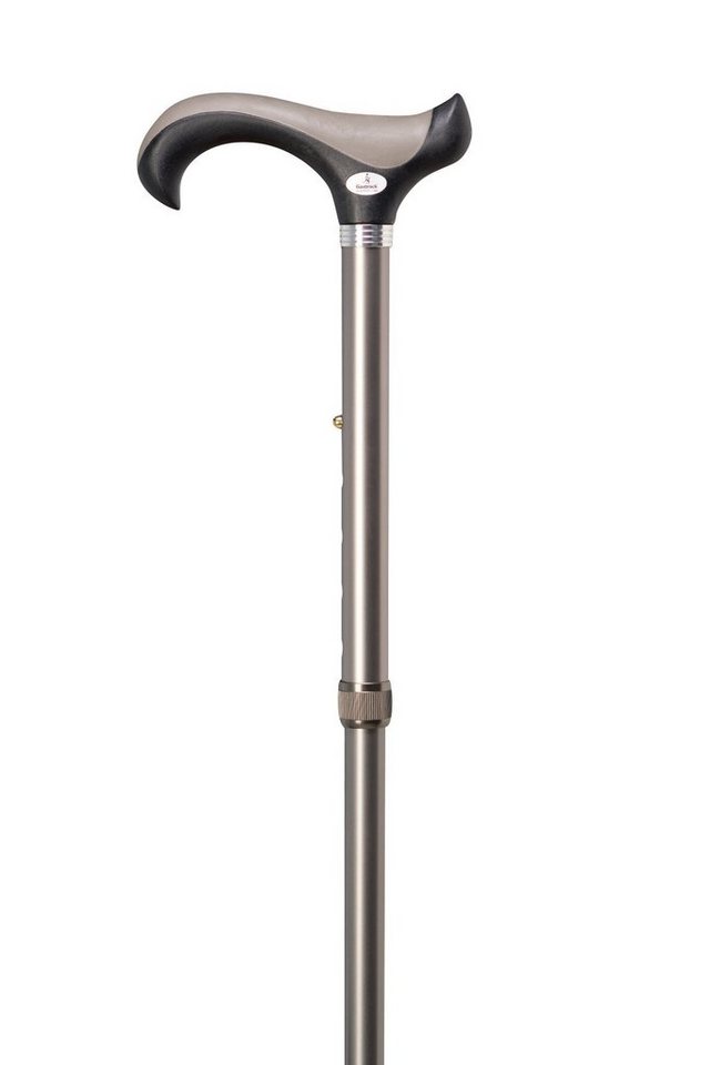 Stockshop Gehstock Gehstock SUPERSOFT GREY, Derbygriff aus Kunststoff mit Dämpfungsband a von Stockshop