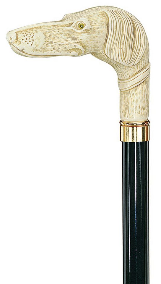 Stockshop Gehstock Gehstock WINDHUND,Winkelgriff elfenbeinfarben Acryl,Stock Buche schw. von Stockshop