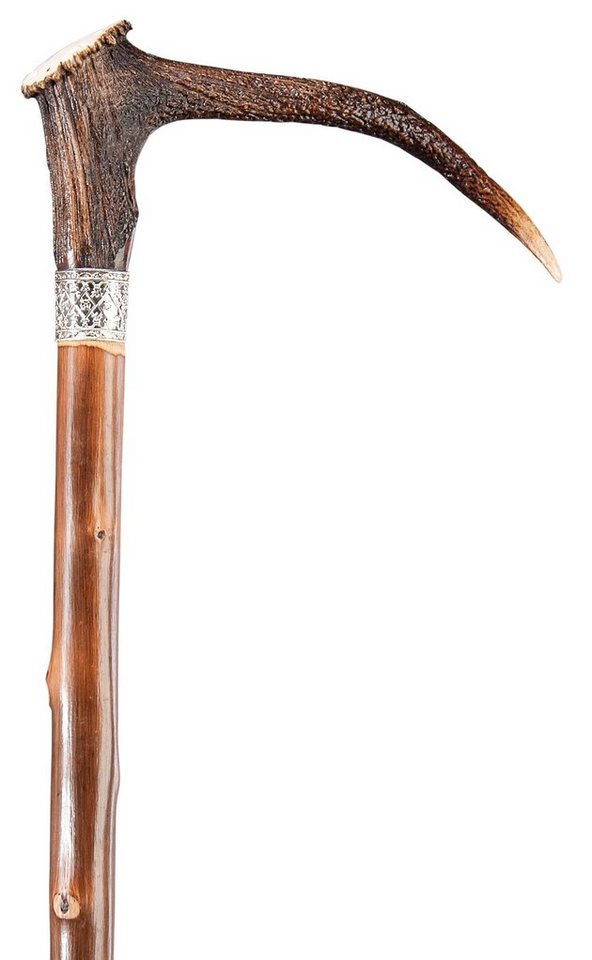 Stockshop Gehstock Gehstock Wanderstock ECHT HIRSCHGEWEIH, Winkelgriff aus echtem Hirschg von Stockshop
