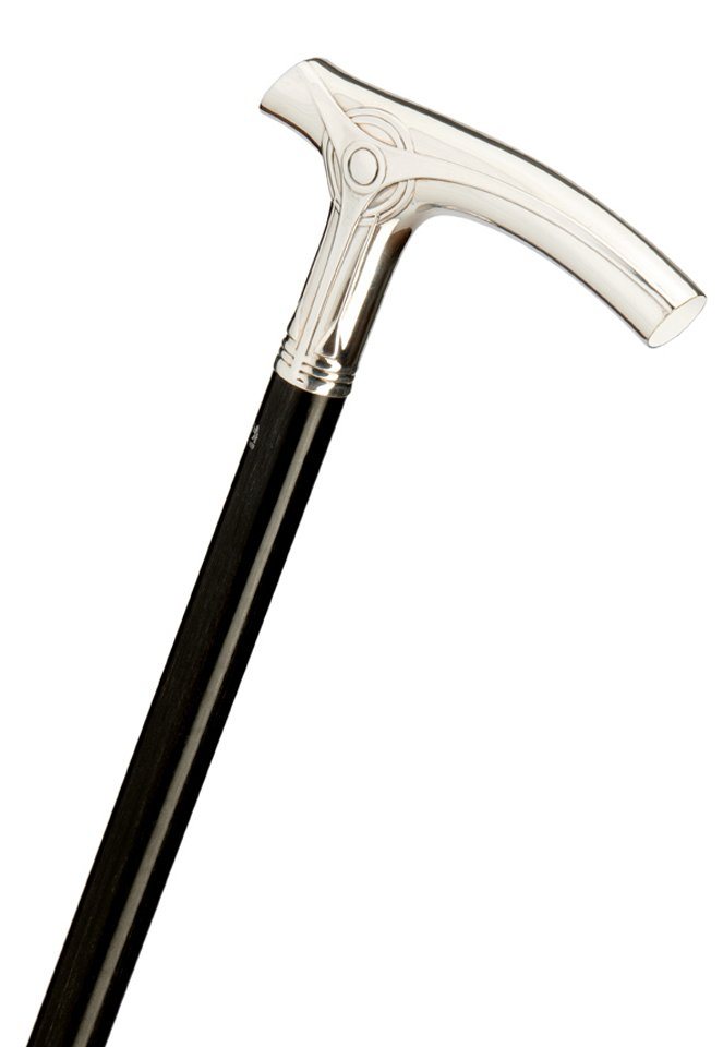Stockshop Gehstock Silberstock METROPOLIS Fritzgriff feinversilbert, sw Buchenholz,Gummip von Stockshop