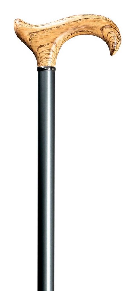 Stockshop Gehstock Step-Derby EICHE, Derbygriff aus Eichenholz, Chromring, Metall grau s von Stockshop