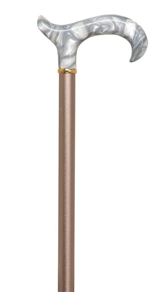 Stockshop Gehstock Step-Derby PERLMUTT, eleganter Derbygriff Perlmutt- Optik, bronciertes von Stockshop