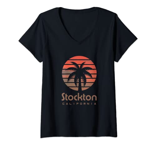 Damen Kalifornien Stockton T-Shirt mit V-Ausschnitt von Stockton Kalifornien - Design