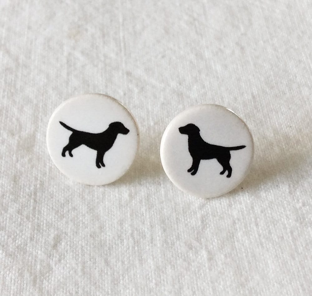 Handgefertigte Schwarze Labrador Keramik Ohrstecker Hunde Liebhaber Geschenk von StockwellCeramicsUK