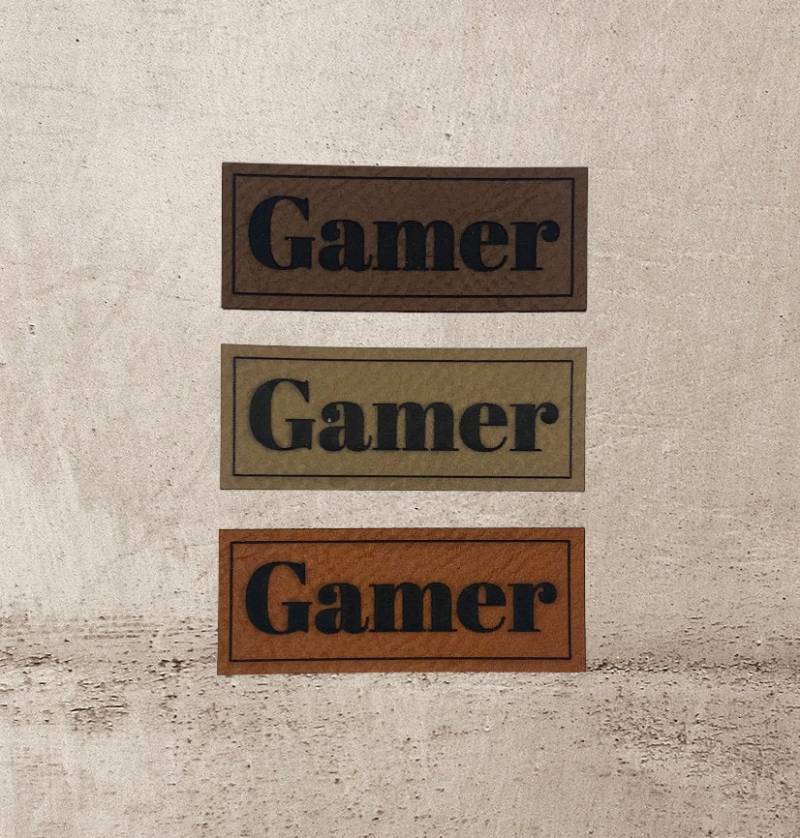 Kunstleder Label | 2x5 cm Gamer Patch Aufnäher Patches Etiketten Verschiedene Farben von Stoeffchendealer