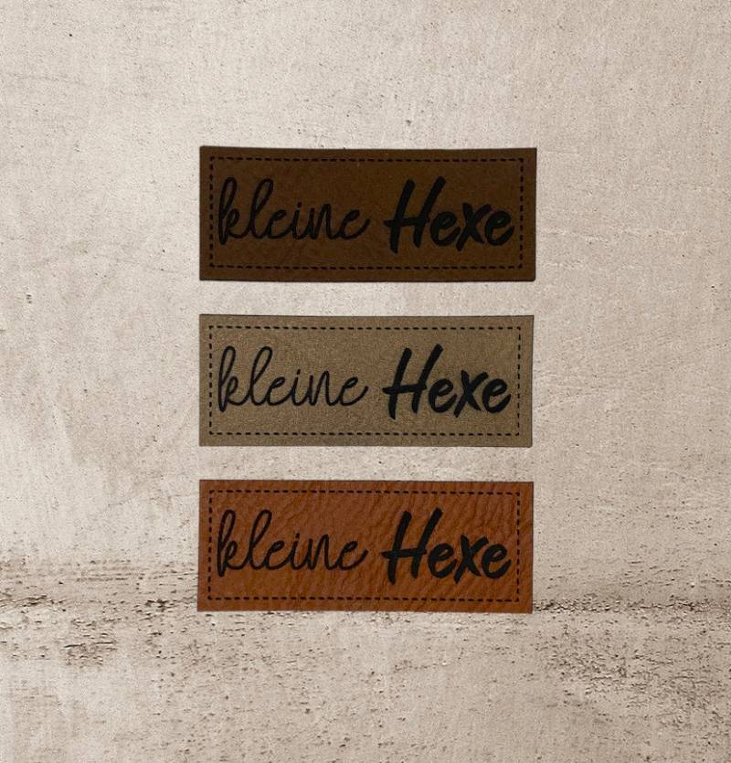 Kunstleder Label | 2x5 cm Kleine Hexe Patch Aufnäher Patches Etiketten Verschiedene Farben von Stoeffchendealer