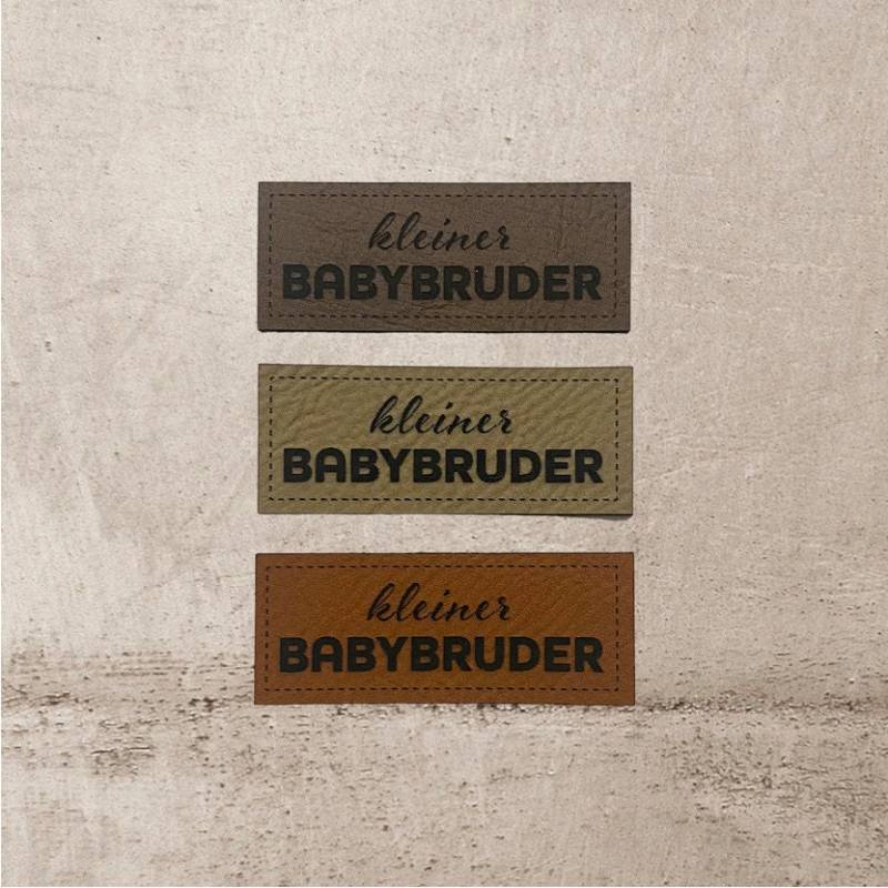 Kunstleder Label | 2x5 cm Kleiner Babybruder Patch Aufnäher Patches Etiketten Verschiedene Farben von Stoeffchendealer