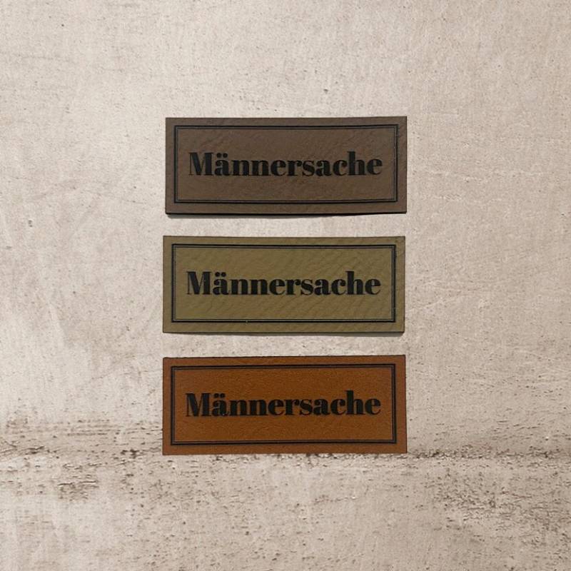Kunstleder Label | 2x5 cm Männersache Patch Aufnäher Patches Etiketten Verschiedene Farben von Stoeffchendealer