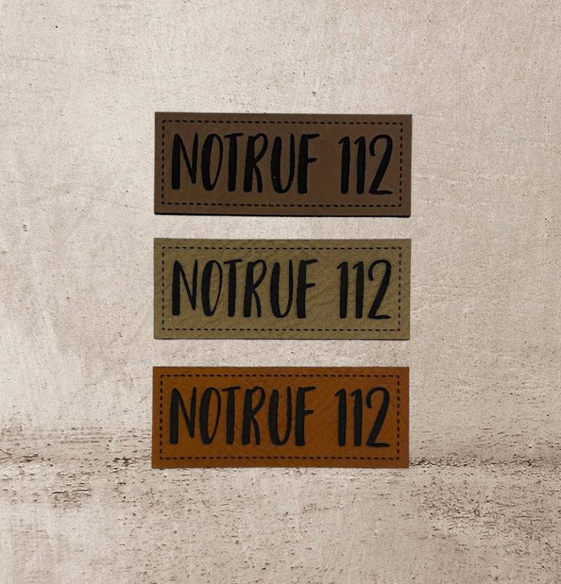 Kunstleder Label | 2x5 cm Notruf 112 Patch Aufnäher Patches Etiketten Verschiedene Farben von Stoeffchendealer