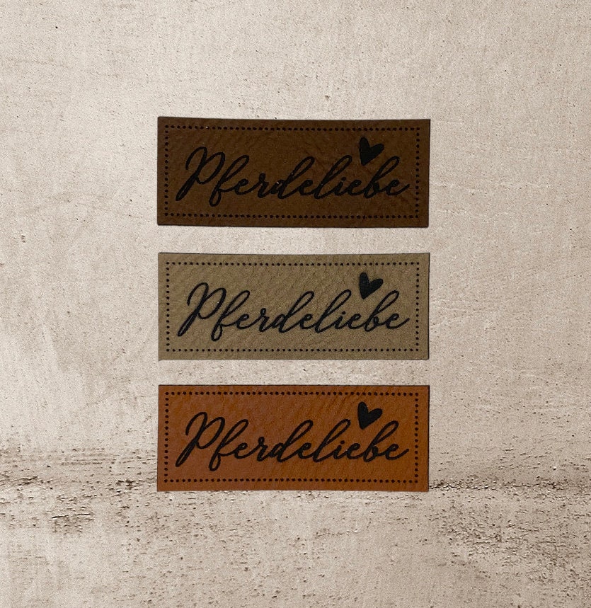 Kunstleder Label | 2x5 cm Pferdeliebe Patch Aufnäher Patches Etiketten Verschiedene Farben von Stoeffchendealer