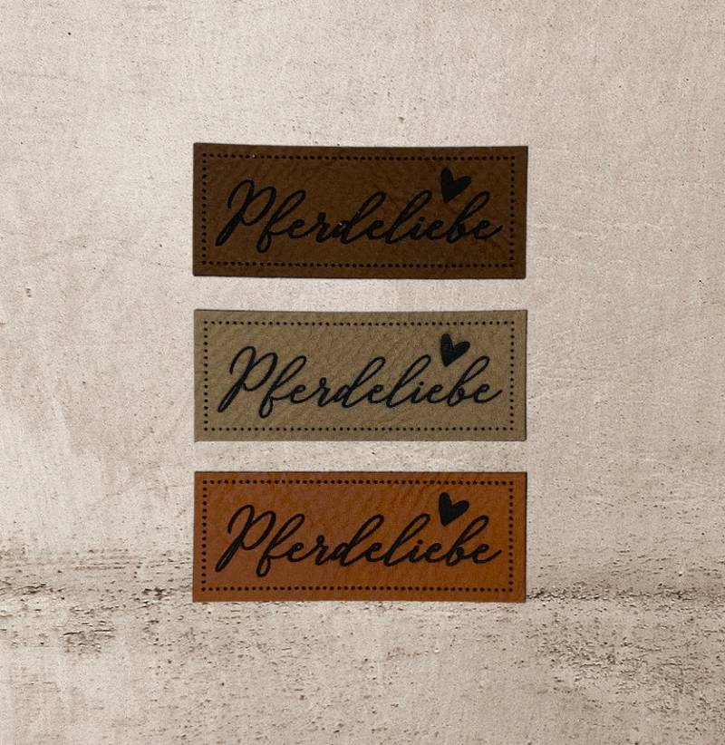 Kunstleder Label | 2x5 cm Pferdeliebe Patch Aufnäher Patches Etiketten Verschiedene Farben von Stoeffchendealer
