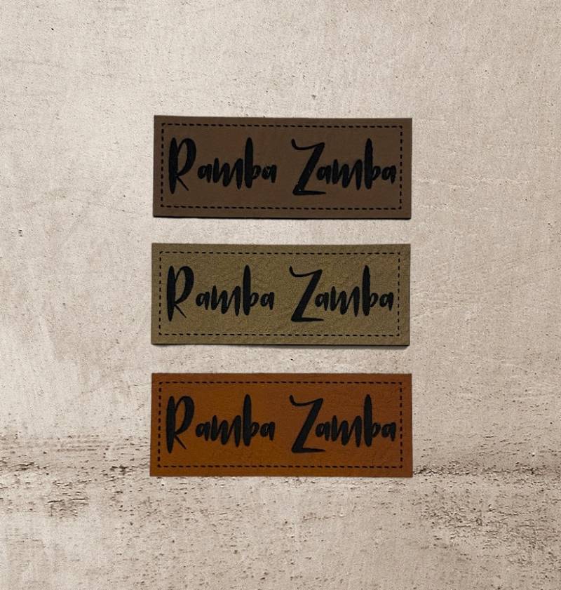 Kunstleder Label | 2x5 cm Ramba Zamba Patch Aufnäher Patches Etiketten Verschiedene Farben Kunstleder Label | 2x5 cm Ramba Zamba Patch Aufnäher Patches Etiketten Verschiedene Farben von Stoeffchendealer