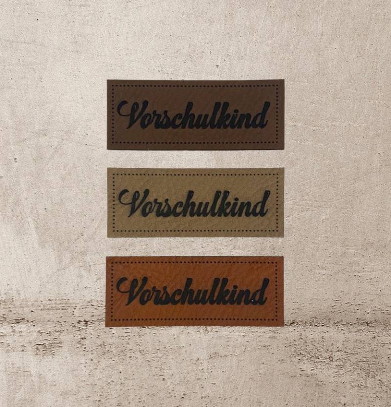 Kunstleder Label | 2x5 cm Vorschulkind Patch Aufnäher Patches Etiketten Verschiedene Farben von Stoeffchendealer