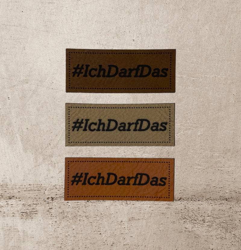 Kunstleder Label | 2x5 cm #ichdarfdas Patch Aufnäher Patches Etiketten Verschiedene Farben von Stoeffchendealer