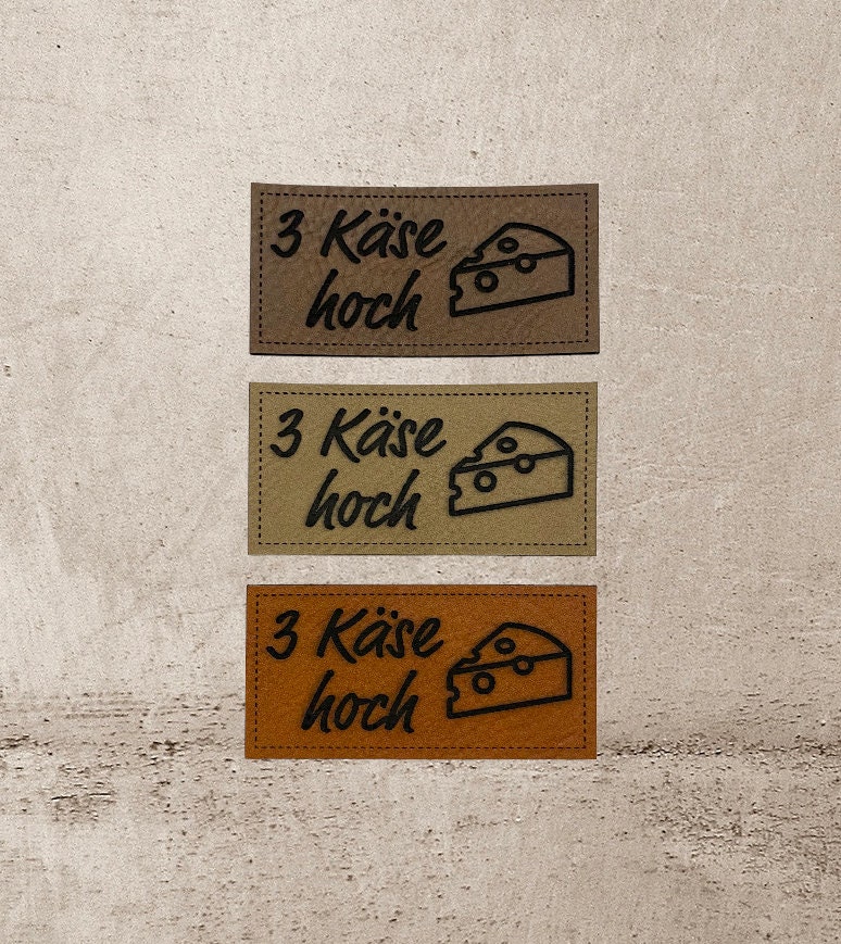 Kunstleder Label | 3x6 cm 3 Käse Hoch Patch Aufnäher Patches Etiketten Verschiedene Farben von Stoeffchendealer