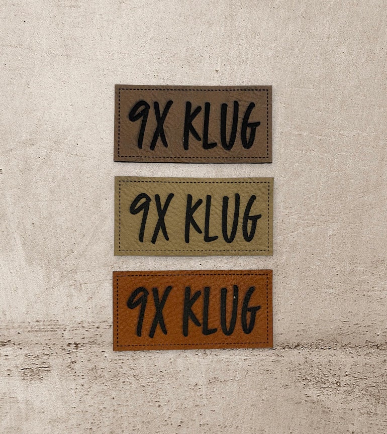 Kunstleder Label | 3x6 cm 9x Klug Patch Aufnäher Patches Etiketten Verschiedene Farben von Stoeffchendealer