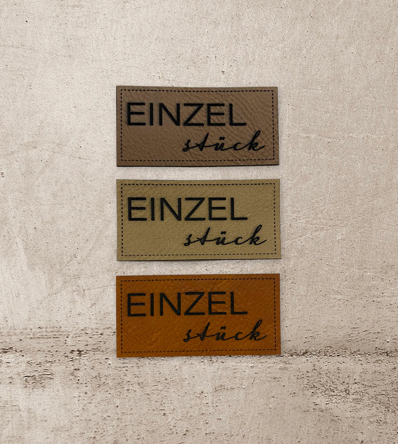 Kunstleder Label | 3x6 cm Einzelstück Patch Aufnäher Patches Etiketten Verschiedene Farben von Stoeffchendealer
