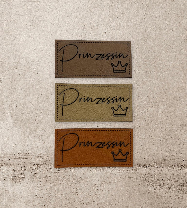Kunstleder Label | 3x6 cm Prinzessin Patch Aufnäher Patches Etiketten Verschiedene Farben von Stoeffchendealer