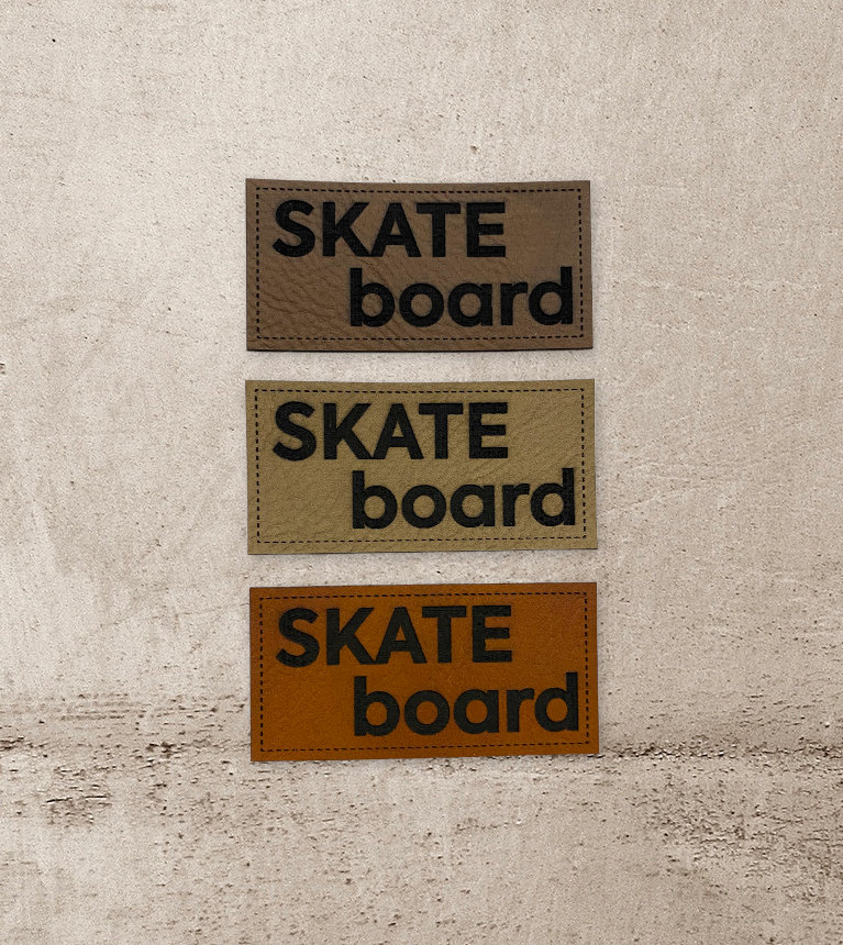 Kunstleder Label | 3x6 cm Skateboard Patch Aufnäher Patches Etiketten Verschiedene Farben von Stoeffchendealer