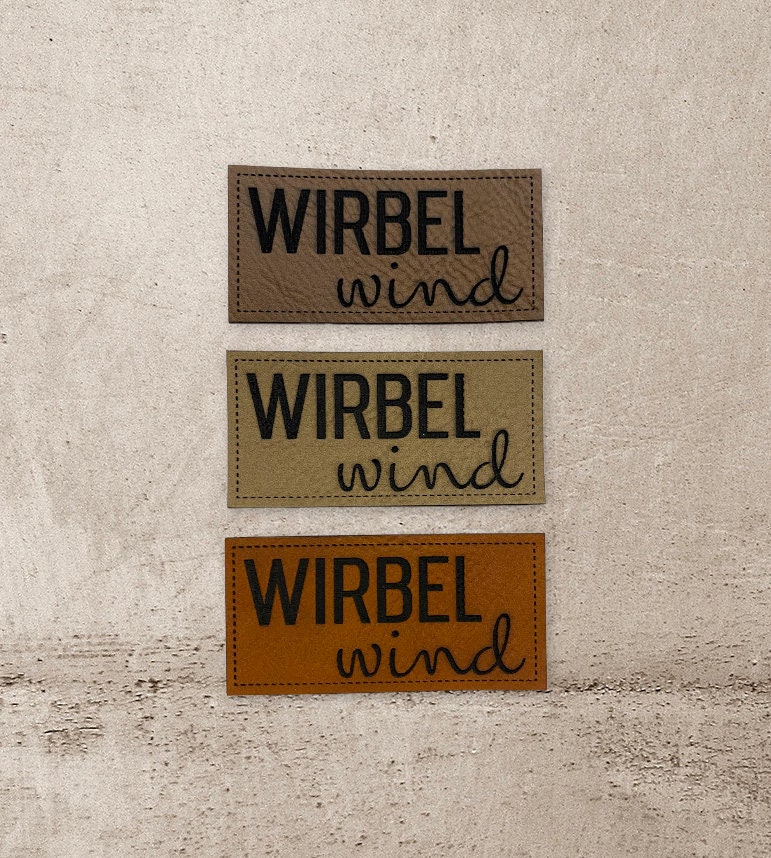 Kunstleder Label | 3x6 cm Wirbelwind Patch Aufnäher Patches Etiketten Verschiedene Farben von Stoeffchendealer