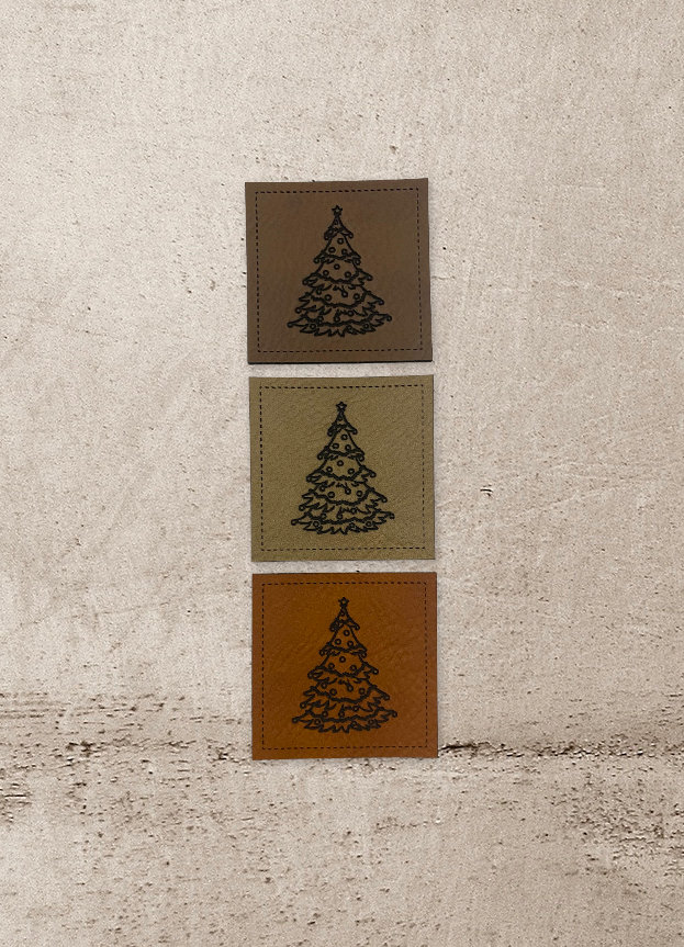 Kunstleder Label | 4x4 cm Tannenbaum Patch Aufnäher Patches Etiketten Verschiedene Farben von Stoeffchendealer