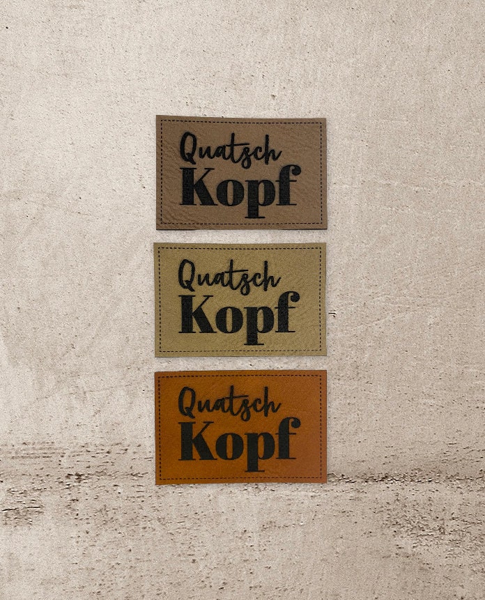 Kunstleder Label | 4x6cm Quatschkopf Patch Aufnäher Patches Etiketten Verschiedene Farben von Stoeffchendealer