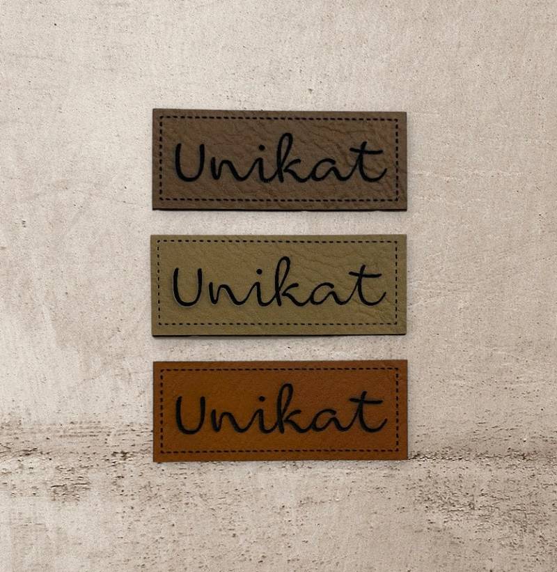 Kunstlederlabel "Unikat' Patch Labels 2x5 cm - Individuelle Patches in Verschiedenen Farben, Einzigartige Etiketten Für Diy-Projekte von Stoeffchendealer