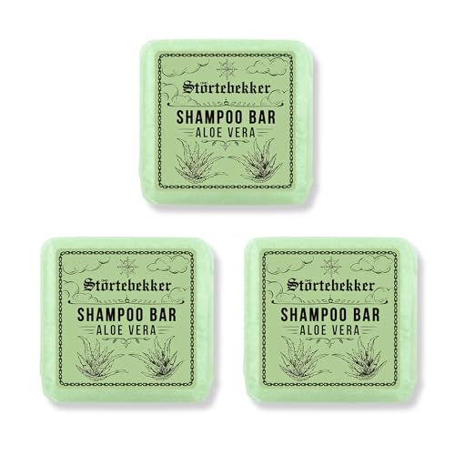 NEU: Störtebekker® Premium Festes Shampoo Aloe Vera (x3) - Handgefertigtes, veganes Shampoo für Herren & Damen - Wohlduftende Duschpflege für Haut und Haar - Festes Feuchtigkeits-Shampoo von Störtebekker Shaving Accessories