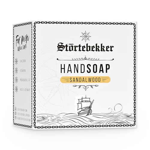 NEU: Störtebekker® Premium Handseife Sandelholz | Feste Seife für Männer mit Sanddorn & Rosmarin | Warmer Sandelholzduft | Kernseife Vegan & Ohne Palmöl | Handgefertigt (100g) von Störtebekker Shaving Accessories