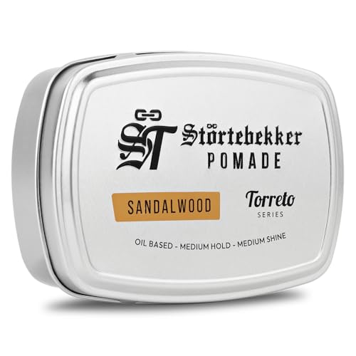 Störtebekker® Premium Pomade Ölbasiert Sandelholz - Pomade Herren 'Torreto Series' - Mittlerer Halt - Mittlerer Glanz - Haarwachs 125ml - Barbershop Haarpomade - Haarstyling Made in Germany von Störtebekker Shaving Accessories