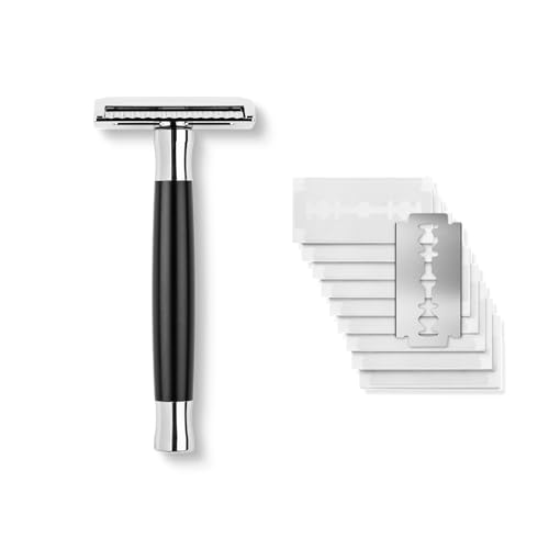 Störtebekker® Premium Rasierhobel 'Solingen' in Schwarz - inkl. Rasurguide [+ 10 Störtebekker Klingen] - Geschenkidee - Nassrasierer Set in Premium-Qualität aus Edelstahl - Made in Germany von Störtebekker Shaving Accessories