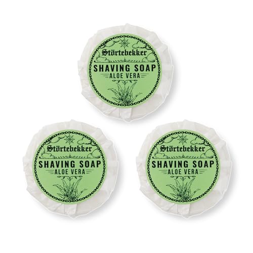 Störtebekker® Premium Rasierseife Aloe Vera 70g x 3 - Handgefertigte Seife für ergiebigen Rasierschaum - Perfekt für die Rasur mit Rasierhobel & Rasiermesser - Vegane Rasierseife Damen & Herren von Störtebekker Shaving Accessories
