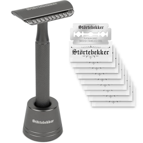Störtebekker® Premium Rasierständer 'Oslo' im Set mit Störtebekker Premium Rasierhobel 'Oslo' in Schwarz - Edle matte Optik, rutschfester Griff, massiver Stand - Rasierset Herren - Geschenkidee von Störtebekker Shaving Accessories