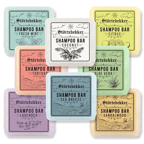 Störtebekker® Premium Festes Shampoo Probierset (8 Düfte) - Handgefertigtes, veganes Shampoo für Herren & Damen - Wohlduftende Duschpflege für Haut und Haar - Festes Feuchtigkeitsshampoo von Störtebekker Shaving Accessories