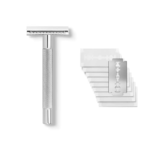 Störtebekker® Premium Rasierhobel 'Solingen' mit Stahlgriff - inkl. Rasurguide [+10 Störtebekker Klingen] - Geschenkidee - Nassrasierer Set in Premium-Qualität aus Edelstahl - Made in Germany von Störtebekker Shaving Accessories