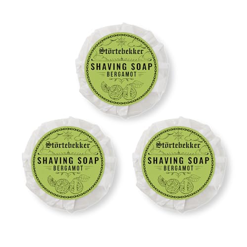 Störtebekker® Premium Rasierseife Bergamotte 70g x 3 - Handgefertigte Seife für ergiebigen Rasierschaum - Perfekt für die Rasur mit Rasierhobel & Rasiermesser - Vegane Rasierseife Damen & Herren von Störtebekker Shaving Accessories