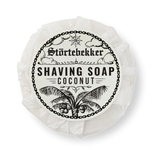 Störtebekker® Premium Rasierseife Kokos 70g - Handgefertigte Seife für ergiebigen Rasierschaum - Perfekt für die Rasur mit Rasierhobel & Rasiermesser - Vegane Rasierseife Damen & Herren von Störtebekker Shaving Accessories