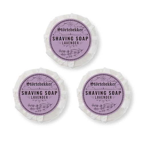 Störtebekker® Premium Rasierseife Lavendel 70g x 3 - Handgefertigte Seife für ergiebigen Rasierschaum - Perfekt für die Rasur mit Rasierhobel & Rasiermesser - Vegane Rasierseife Damen & Herren von Störtebekker Shaving Accessories