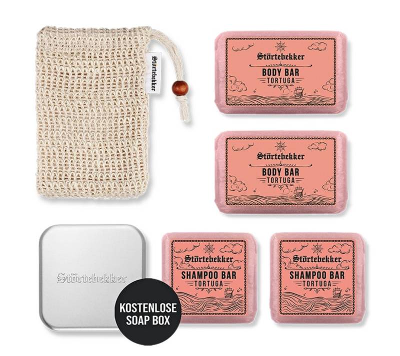 Störtebekker Feste Duschseife - Duschset mit Shampoos, Body Bars, Sisal Bag und Soap Box, vegan, plastikfrei, natürliche Inhaltsstoffe von Störtebekker