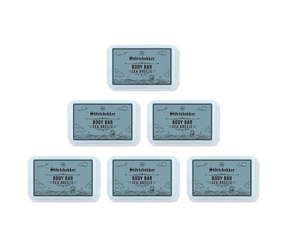 Störtebekker Feste Duschseife Feste Duschseife - Sea Breeze, 6-tlg., natürliche Reinigung, kein Spannungsgefühl, markanter Duft von Störtebekker