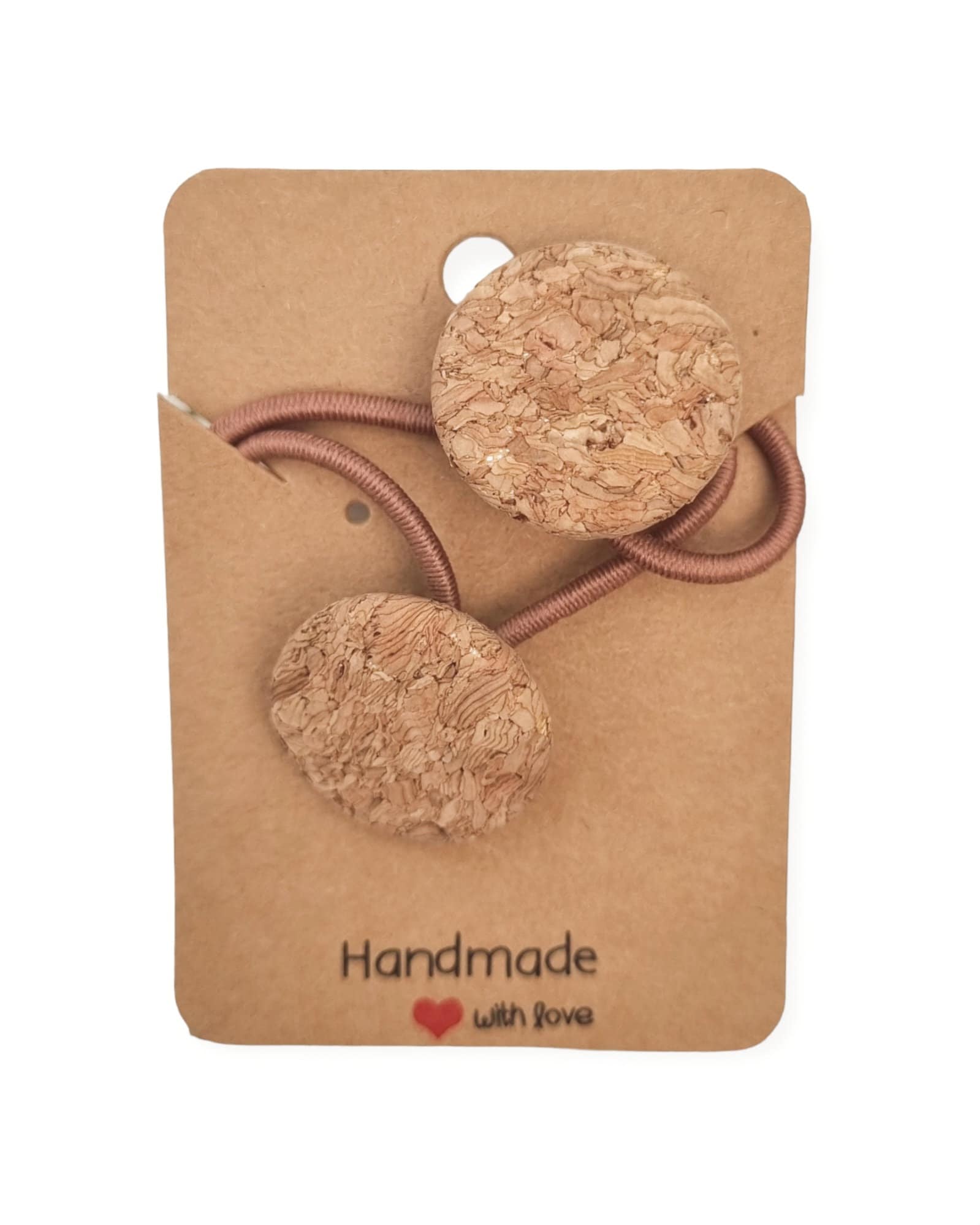 2 Haargummis Kork Stoffknopf von StoffAtelierDesign